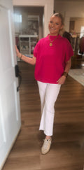 Hot Pink Drop Shoulder Top