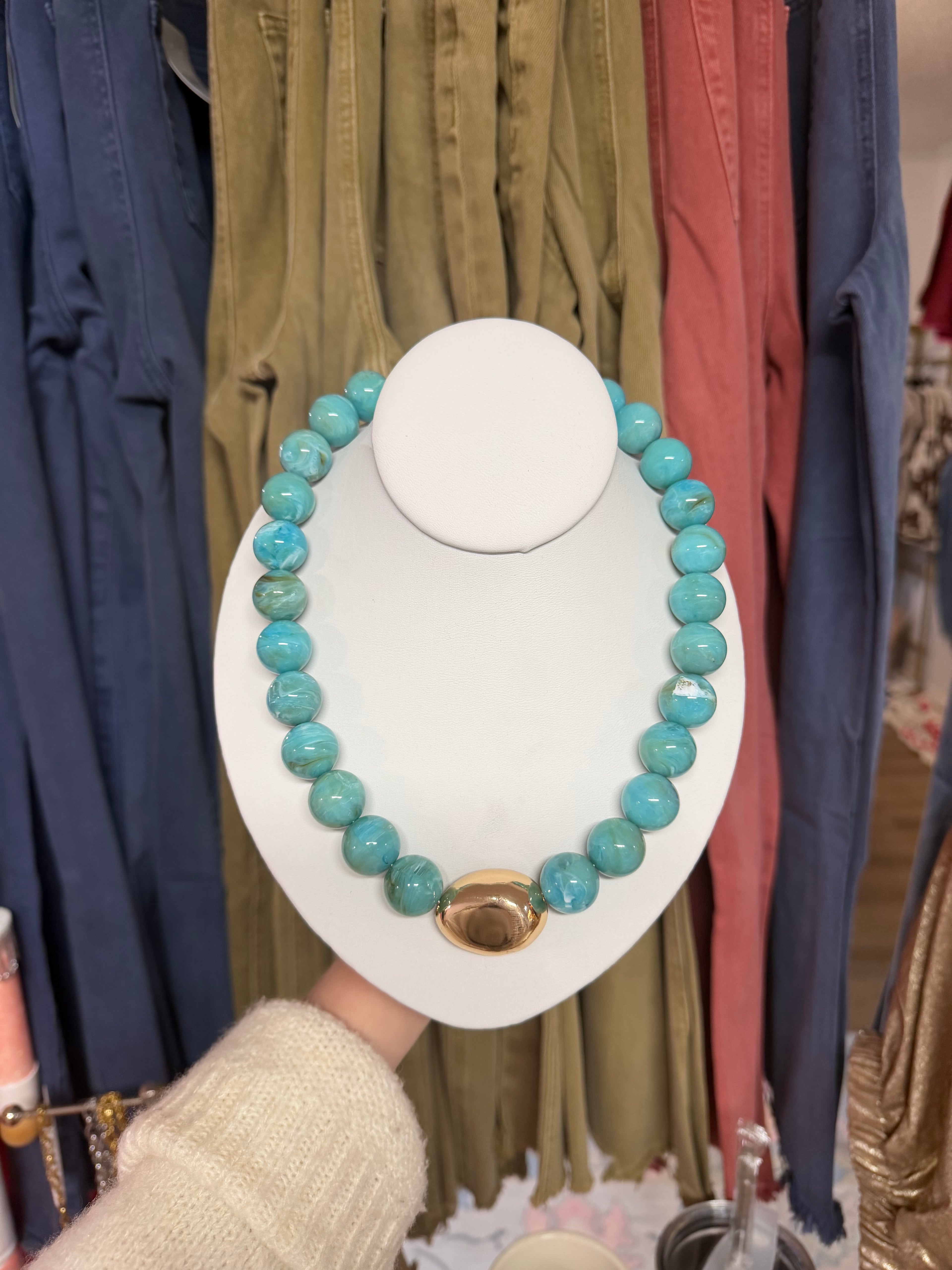 Chunky Marble Accent Necklace