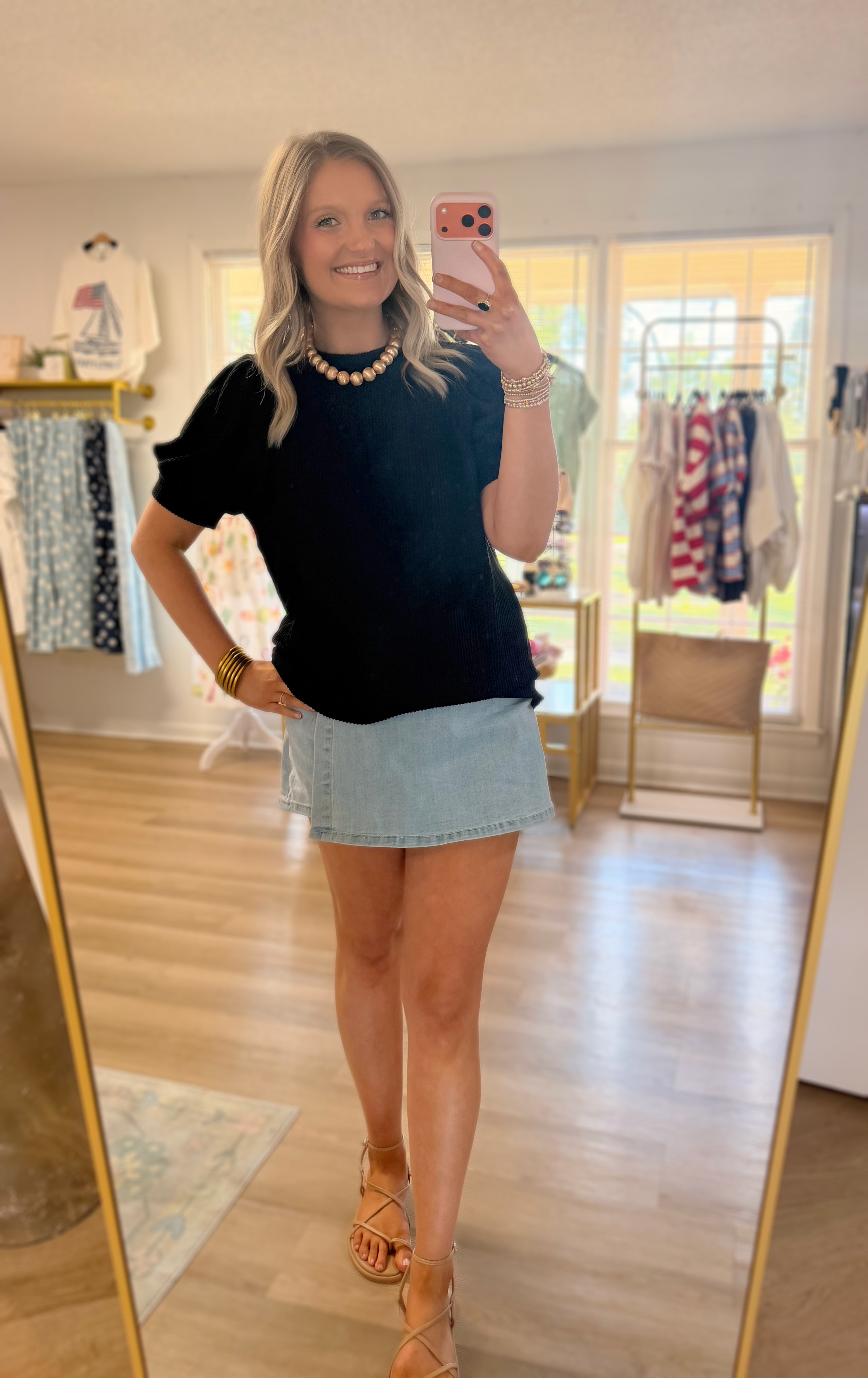 Black Puff Sleeve Top