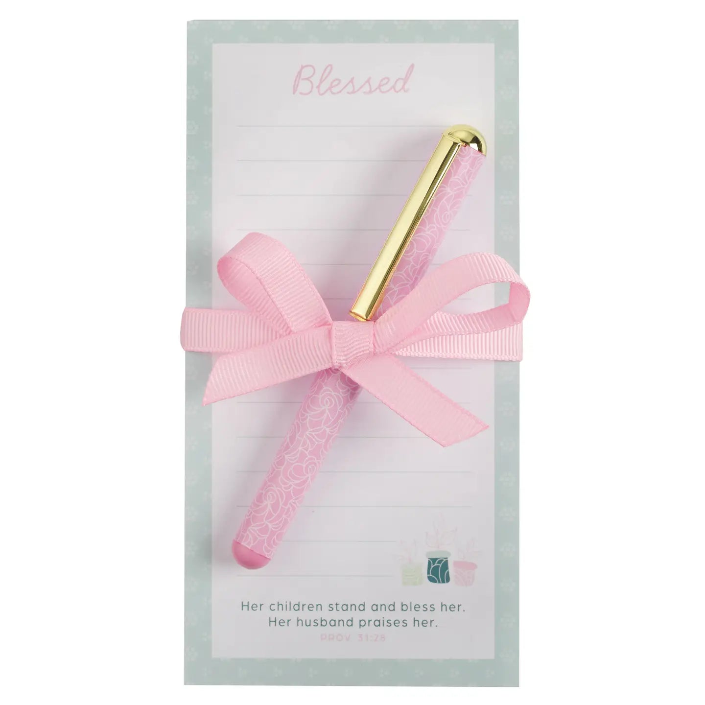 Magnetic Notepad W/Pen Blessed Prov. 31:28