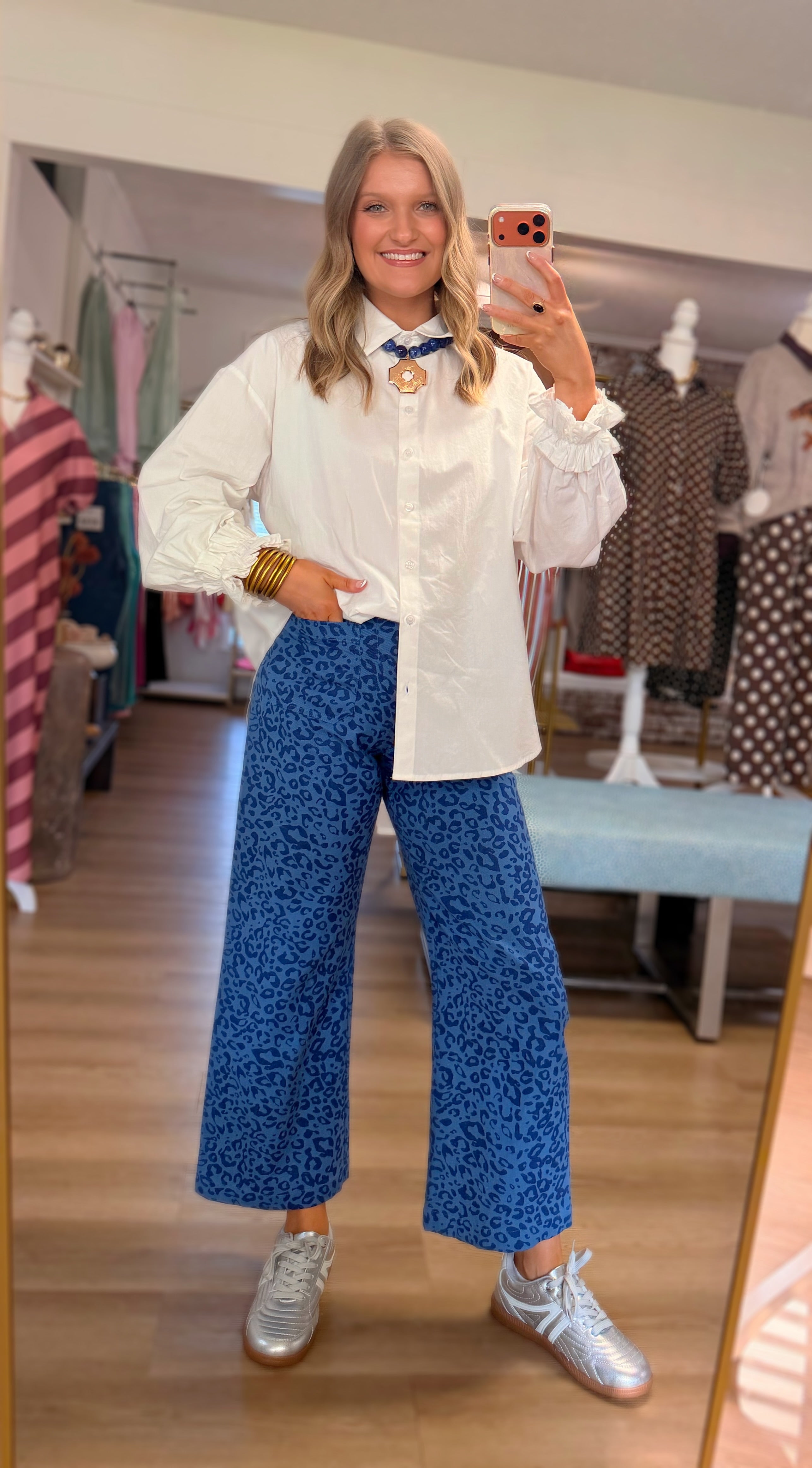 White Ruffle Cuffs Accent Top
