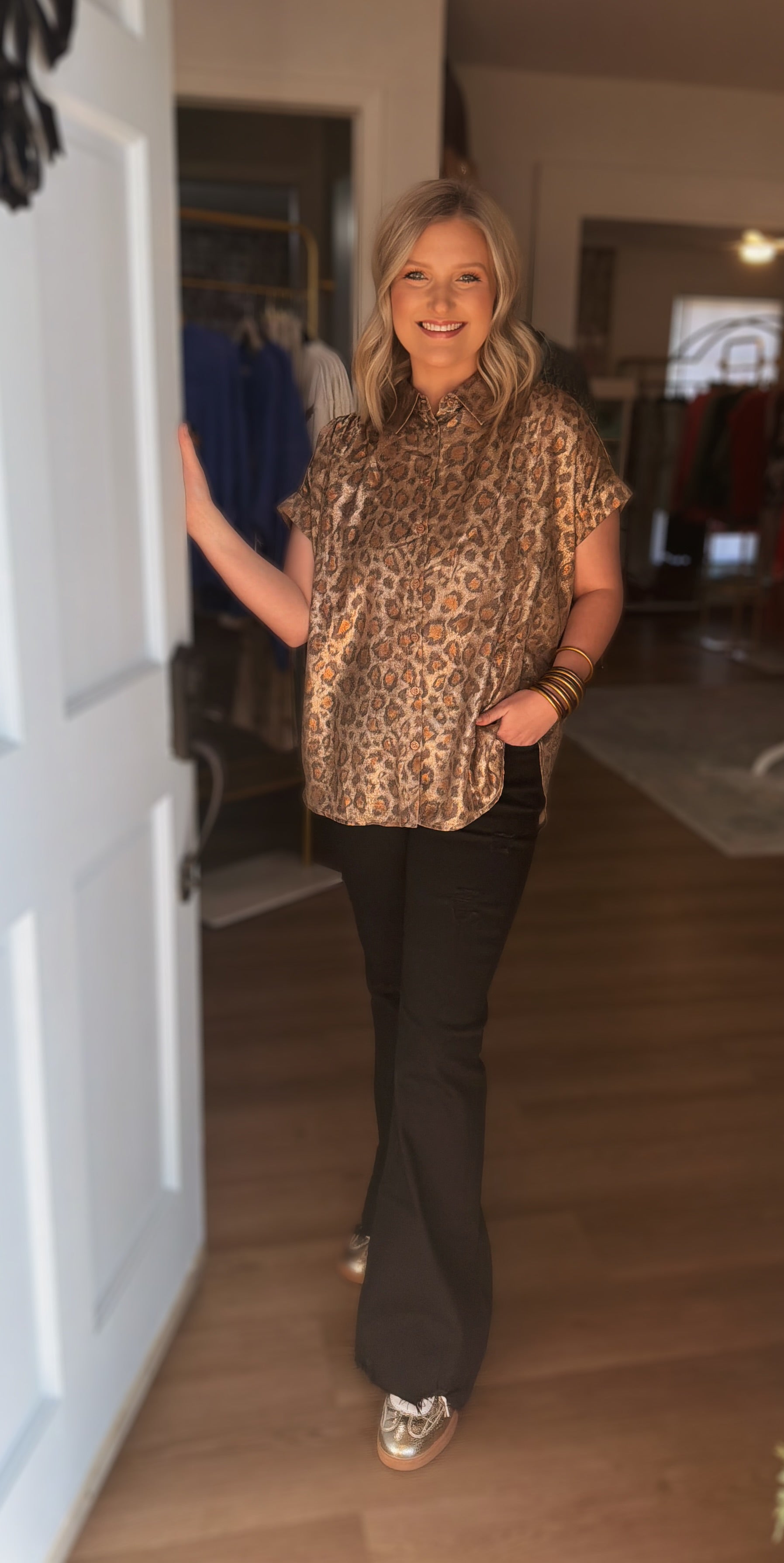 Leopard Print Collard Top