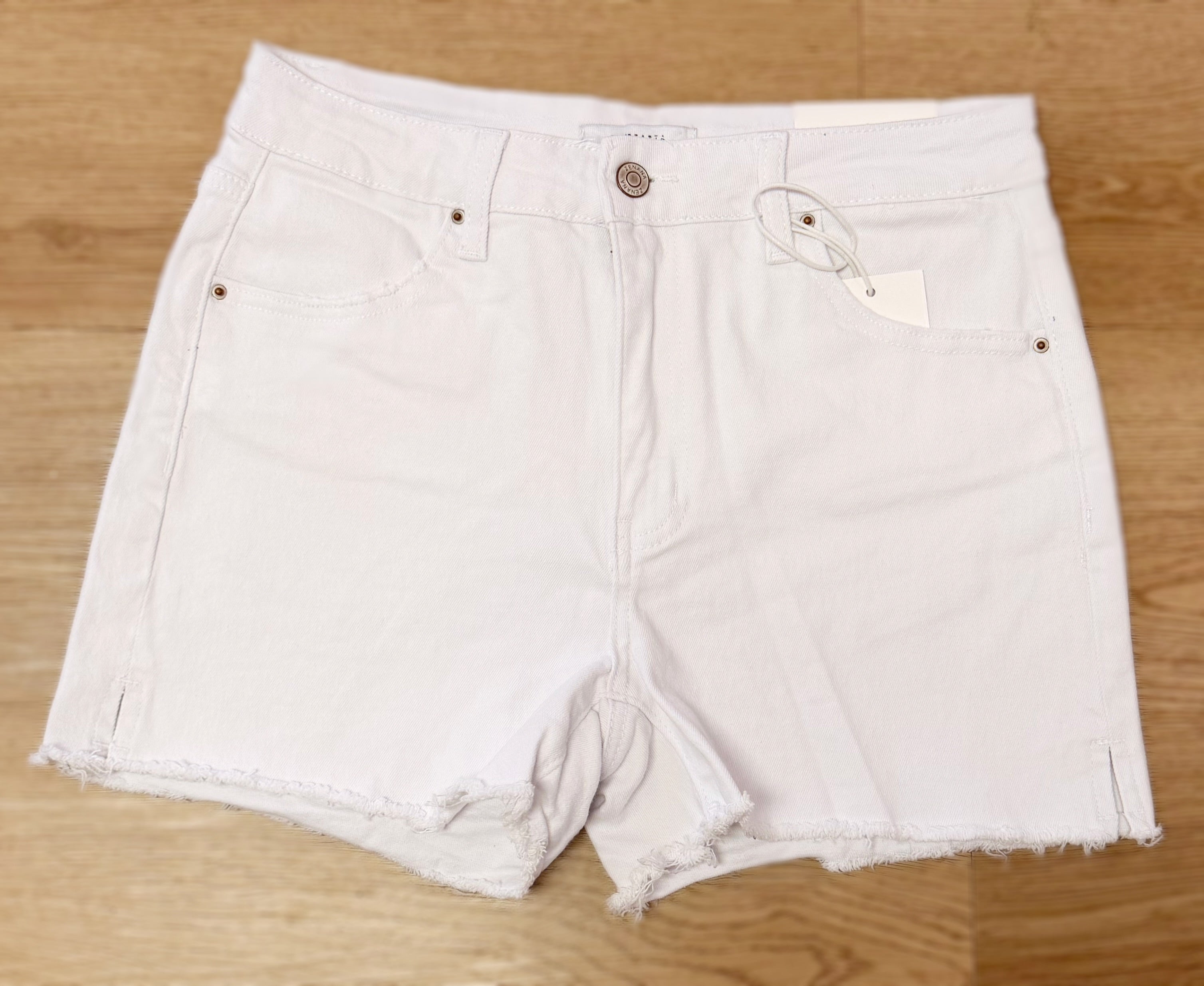 White Frayed Hem Shorts