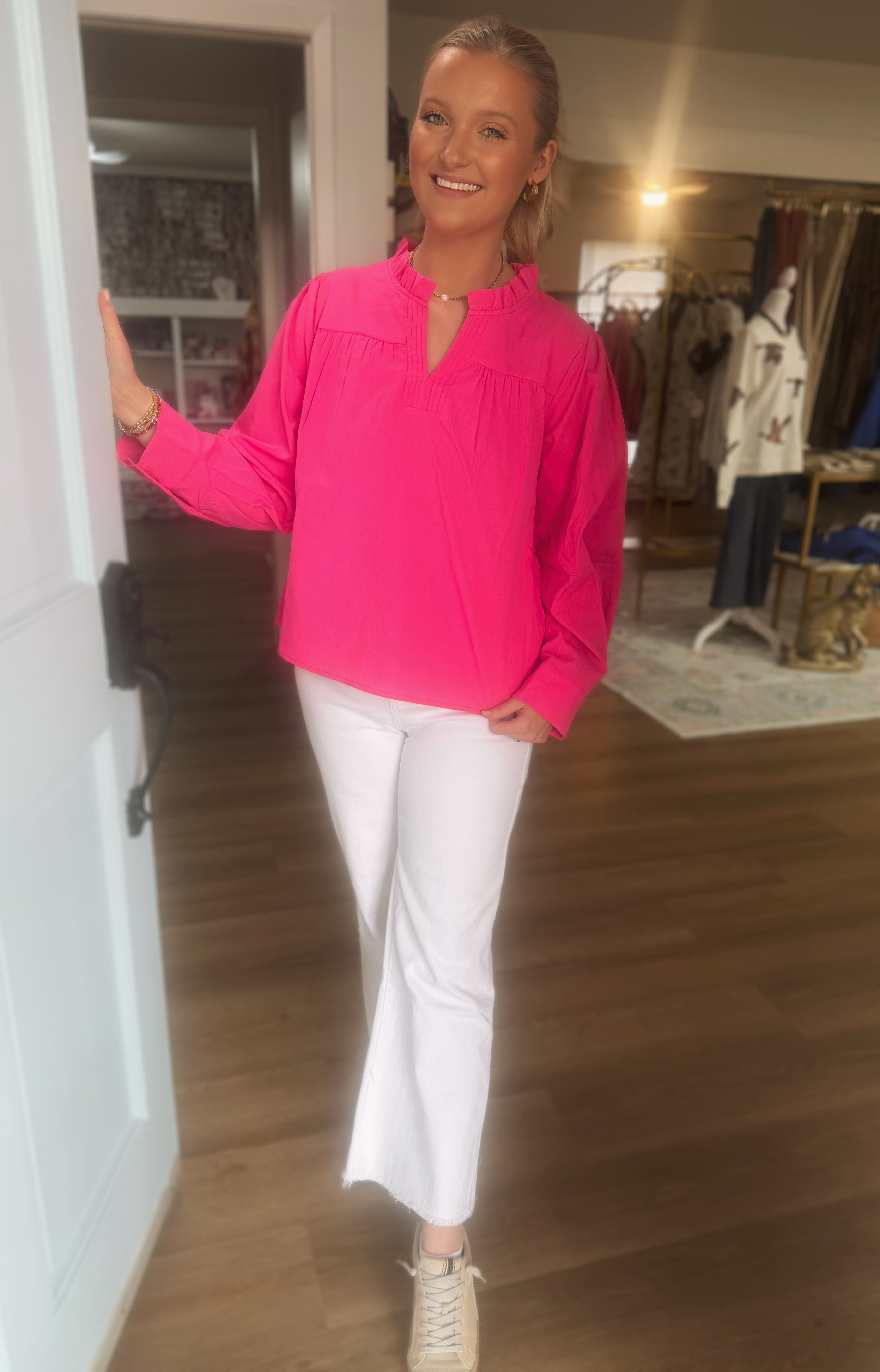 Sleeve Pleat Detail Top