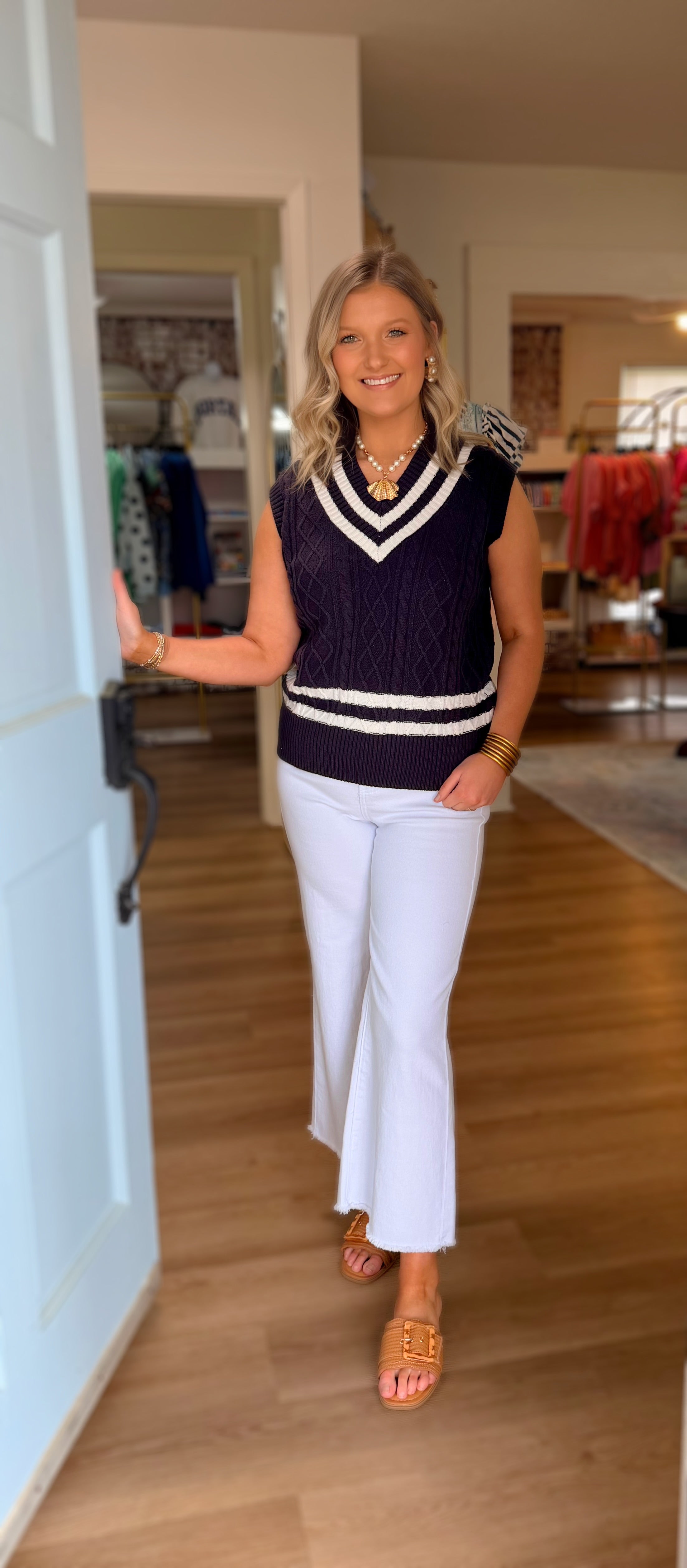 Navy Varsity Vest