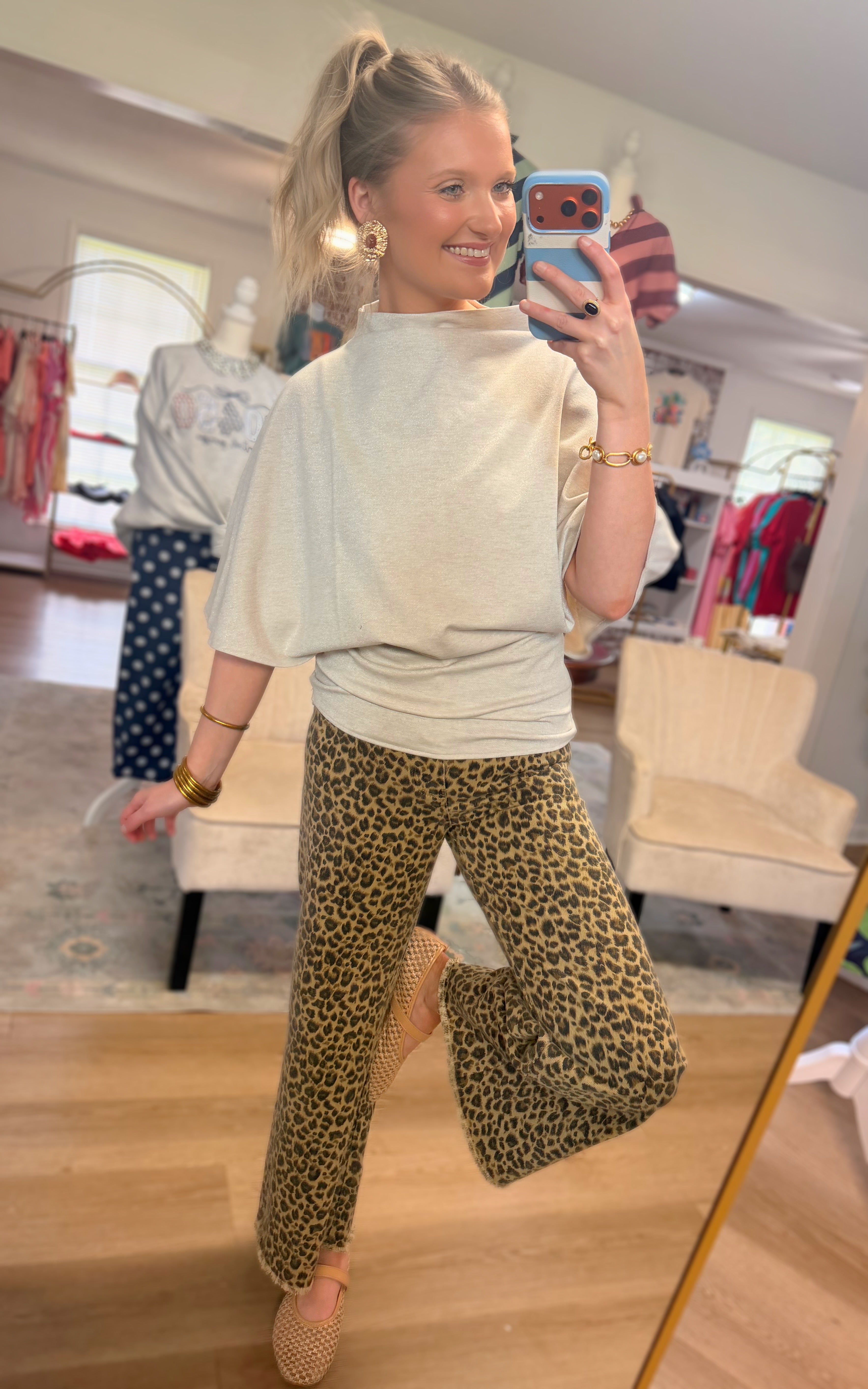 Cream Mock Neck Top