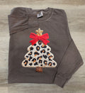 Faux Yarn Cheetah Christmas Tree LS Tee (Made to Order)