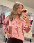Blush Satin Polka Dot Top