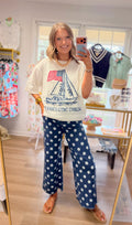 Dark Denim Polka Dot Pants