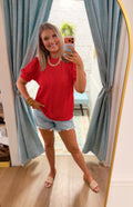 Red Puff Sleeve Top