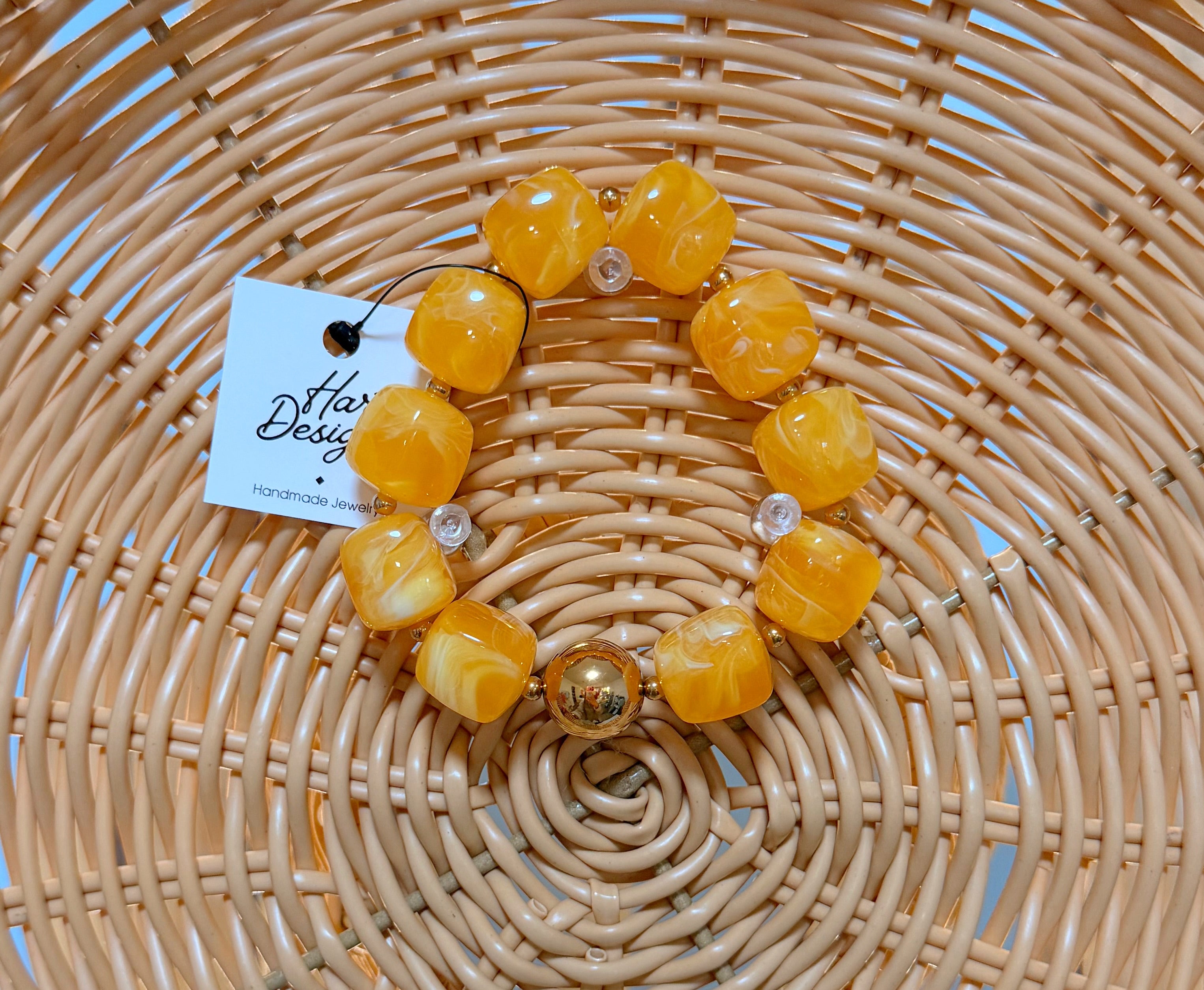 HD Yellow Square Beaded Bracelet