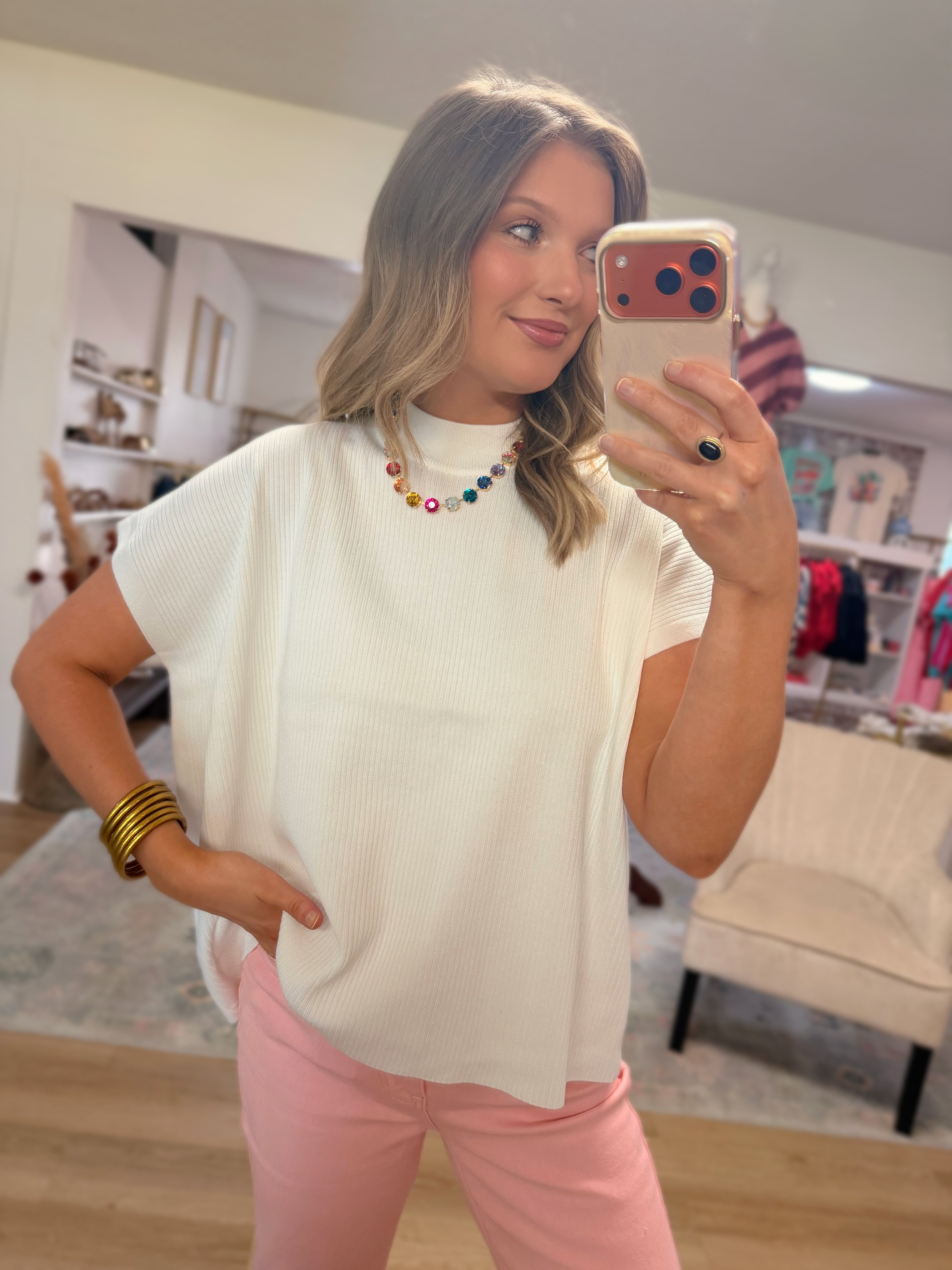 Ivory Mock Neck Top