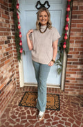 Teal Acid Washed Frayed Hem Pants