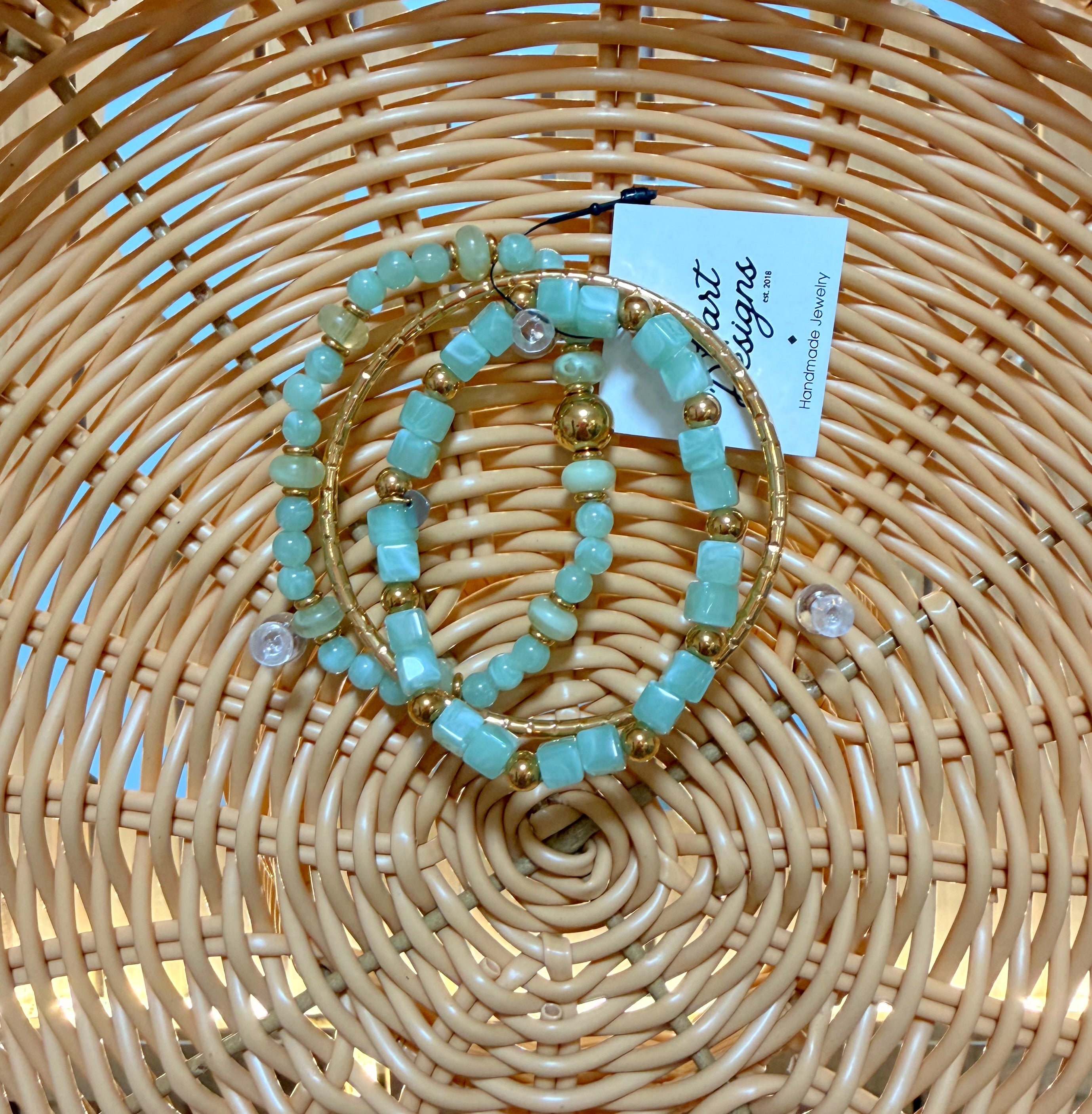HD Mint Beaded Bracelet Set