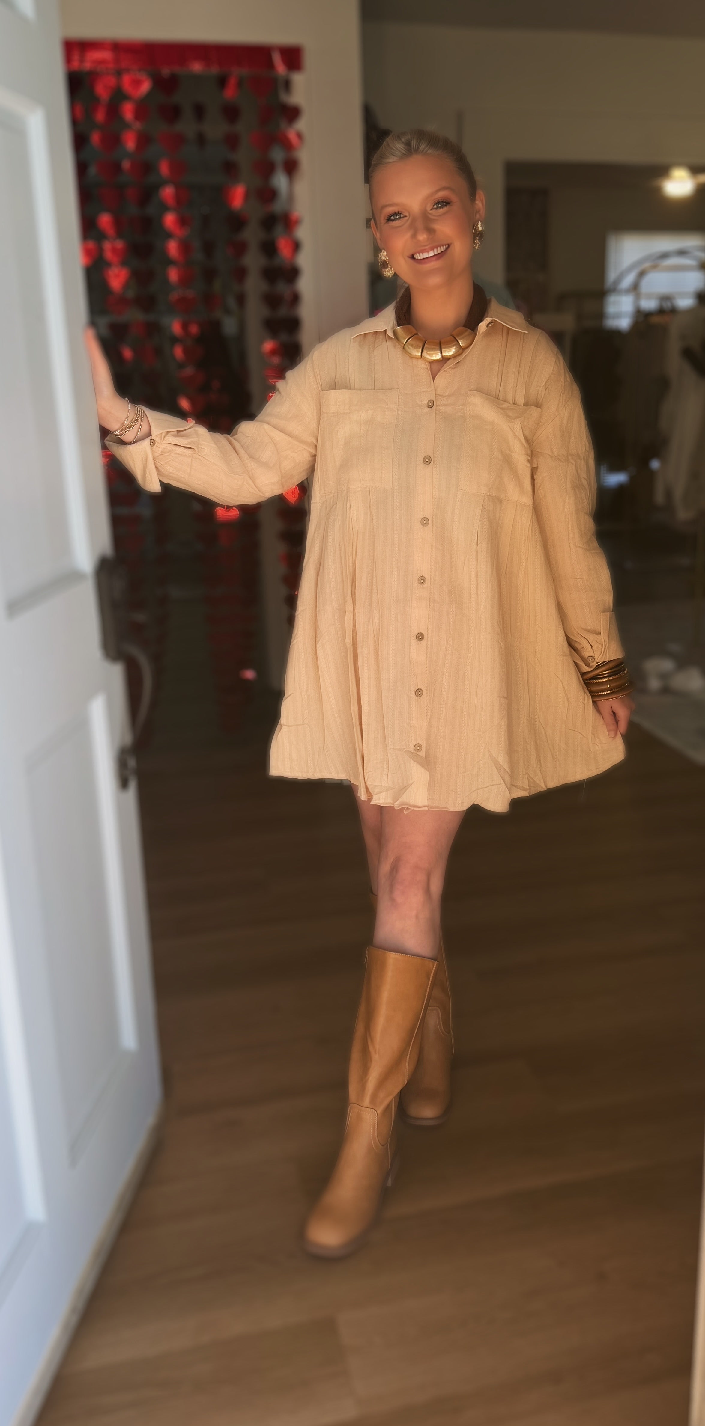 Ivory Button Down Dress