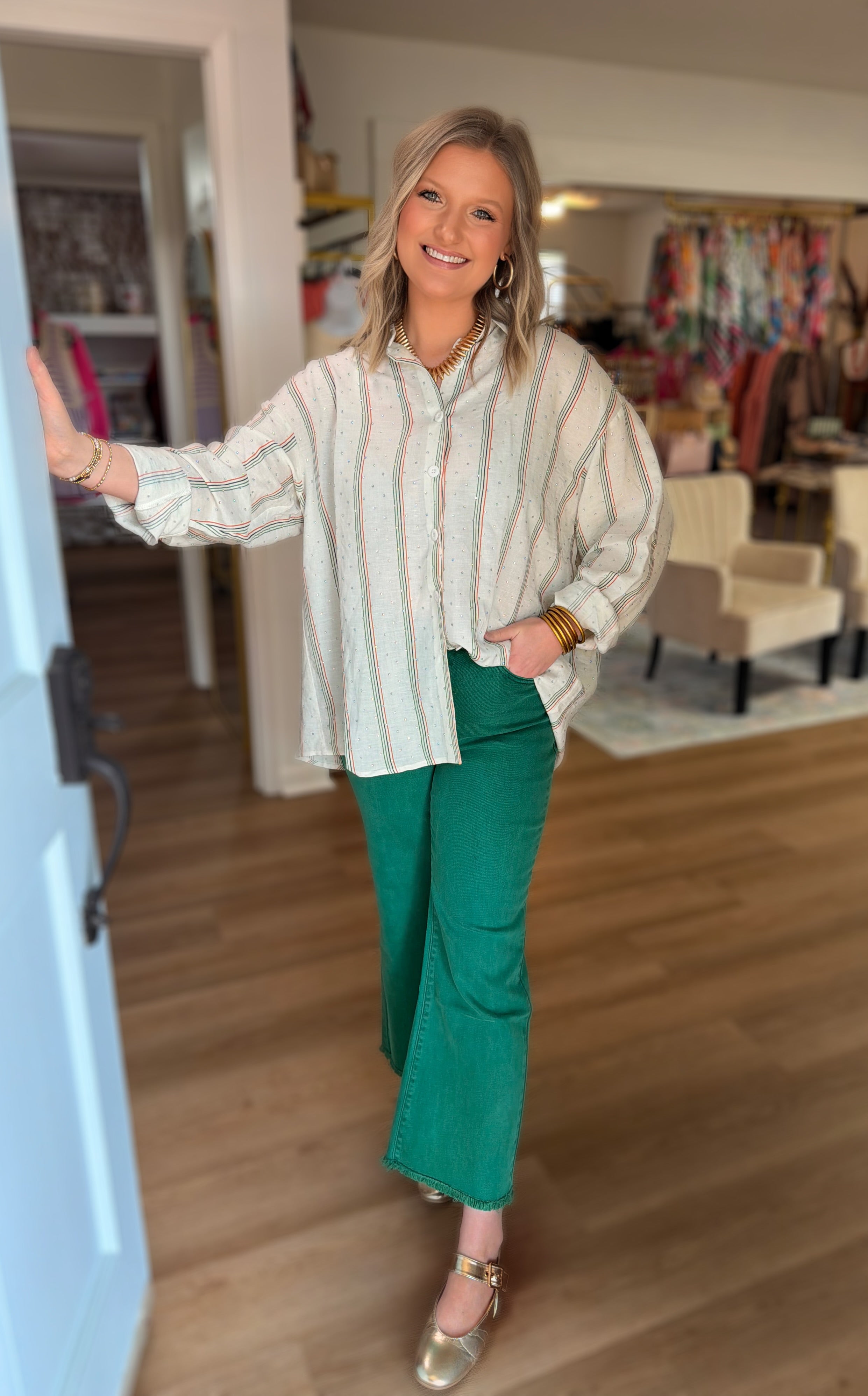 Striped Jeweled Top