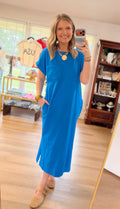 Royal Blue Pocket Midi Dress