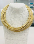 Gold Leather Strand Necklace