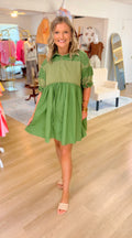 Forest Green Eyelet Dress