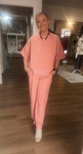 Tan Rose Ribbed Pants Set