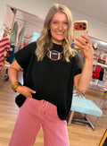 Black Mock Neck Top