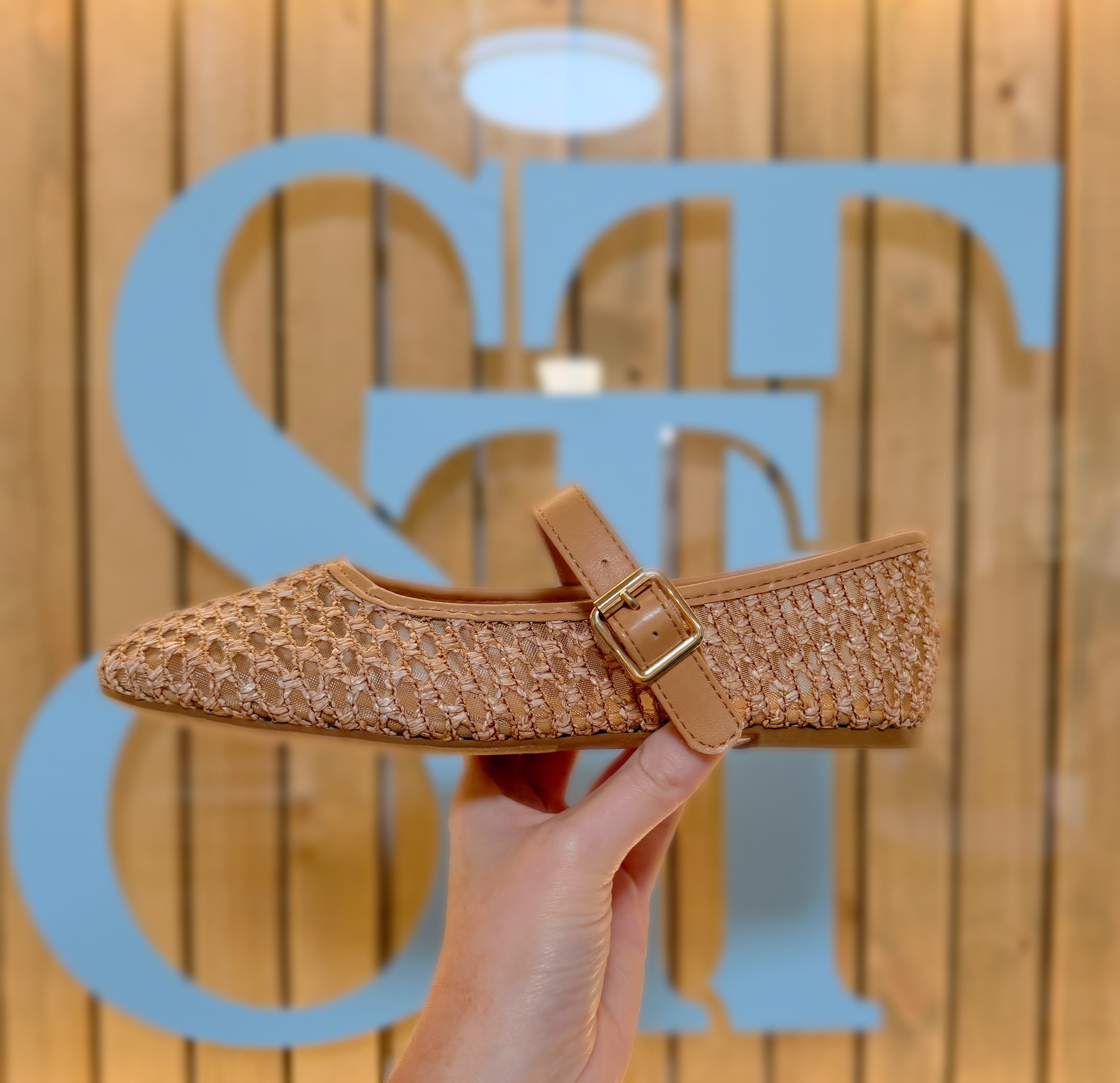 Natural Woven Mary Janes