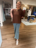 Teal Acid Washed Frayed Hem Pants