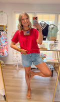 Red Round Neck Top
