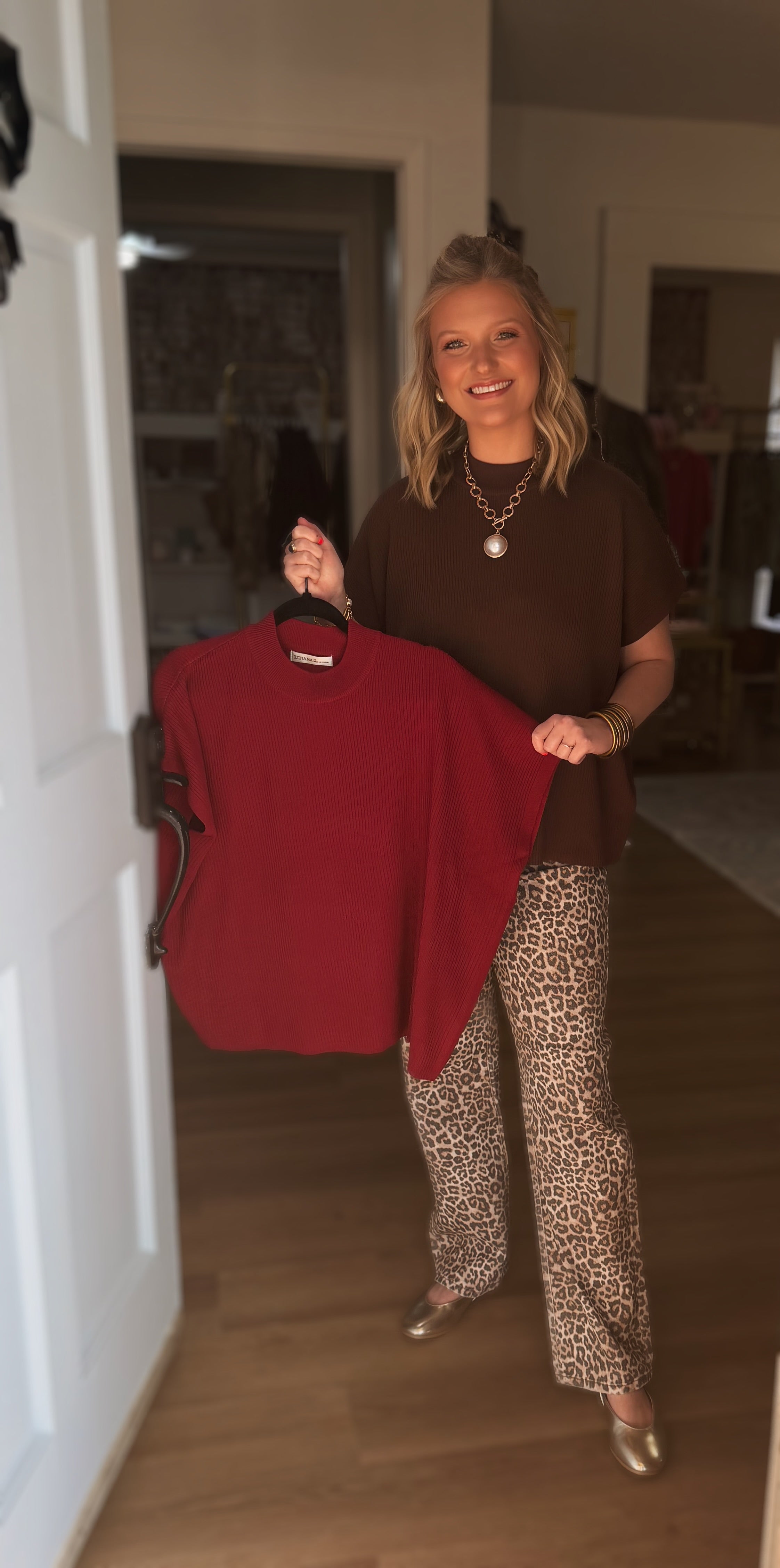 Mock Neck Short Sleeve Sweater