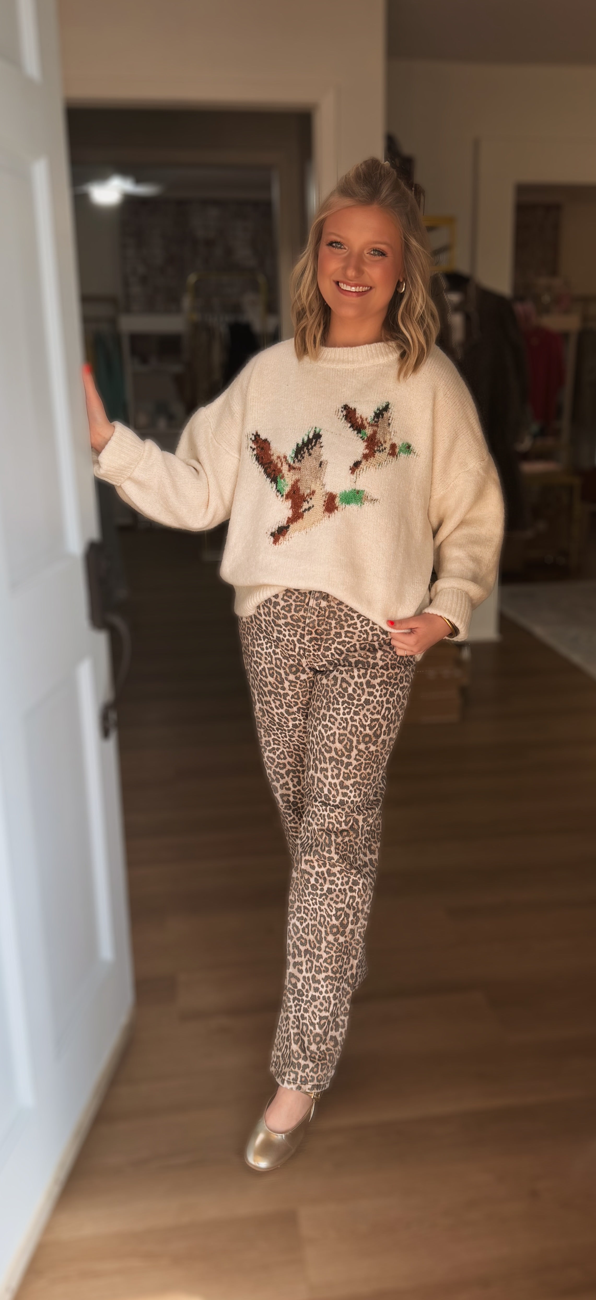 Cream Mallard Duck Sweater