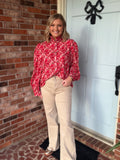 Red Floral Top