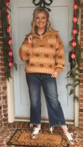 Taupe Floral Quarter Zip