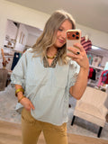 Chambray Striped/Cheetah Top