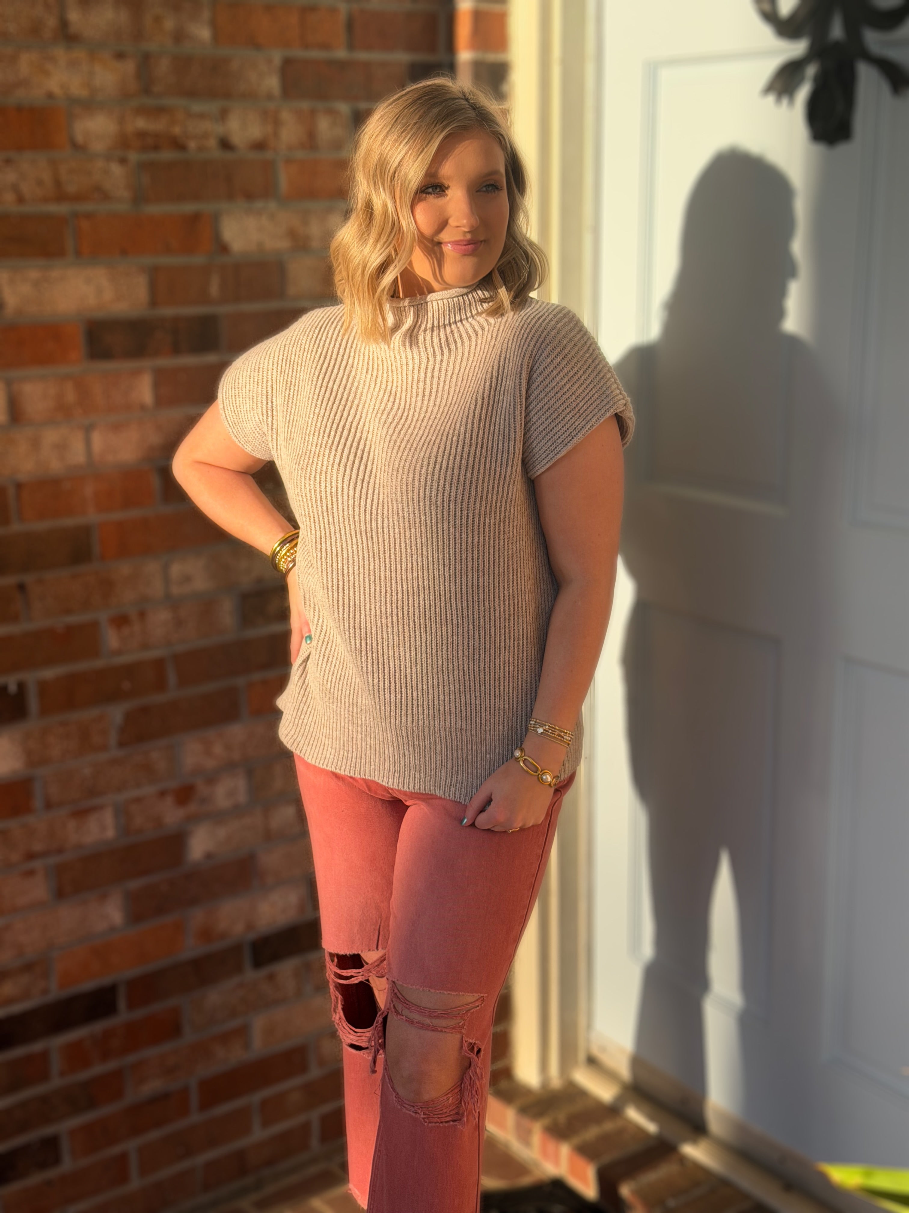 Heather Mocha Mock Neck Sweater