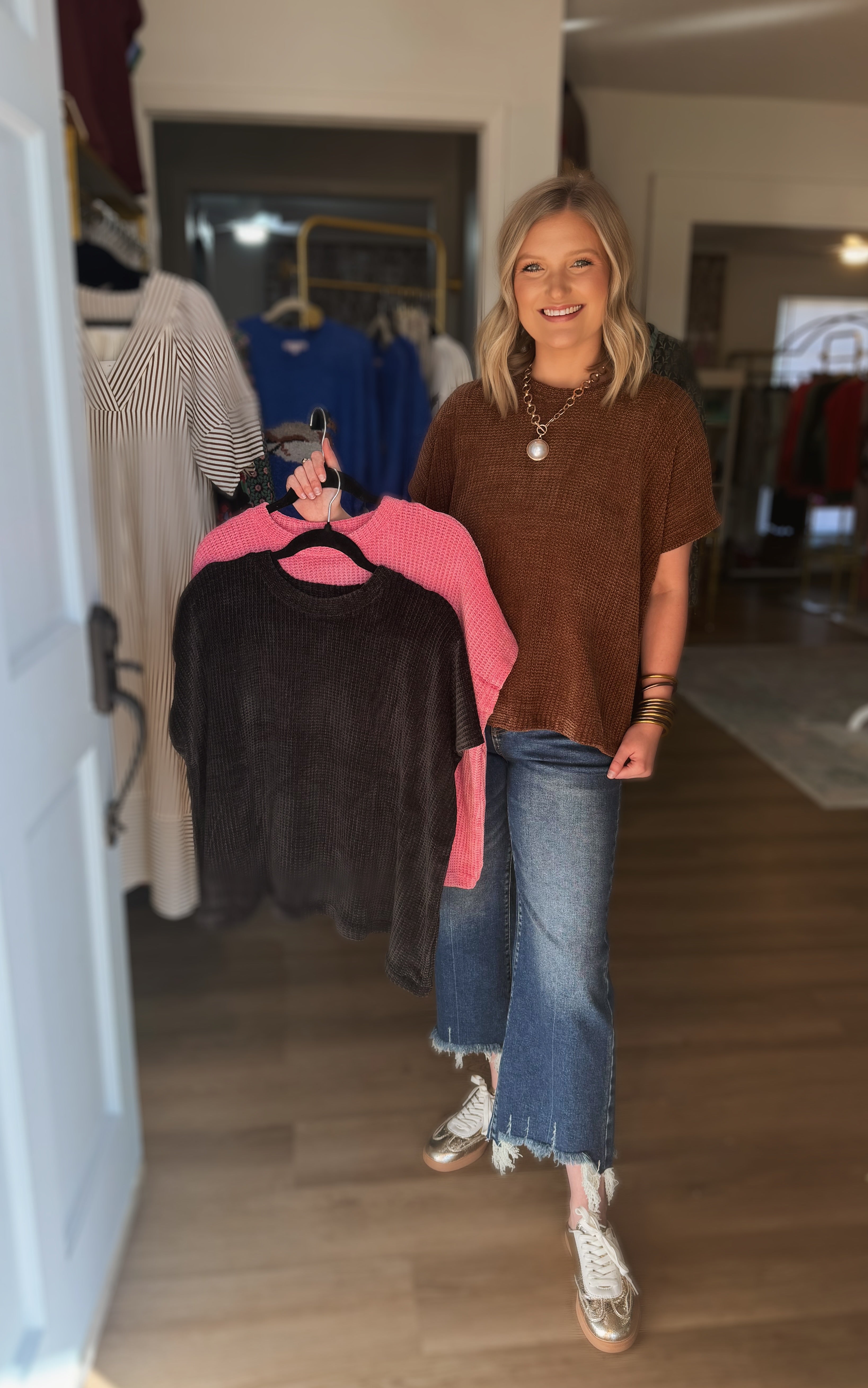 Chenille Cap Sleeve Sweater