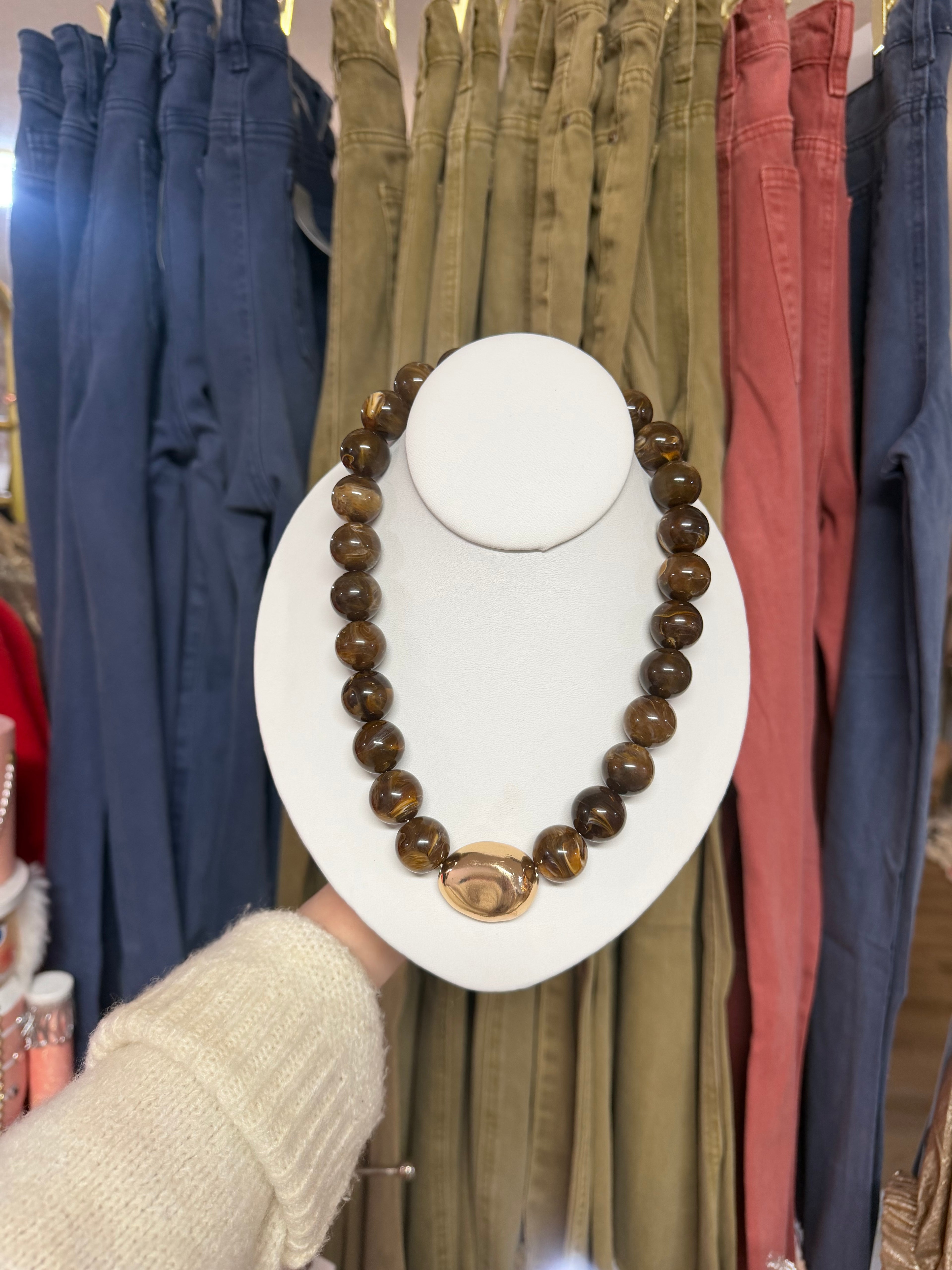Chunky Marble Accent Necklace