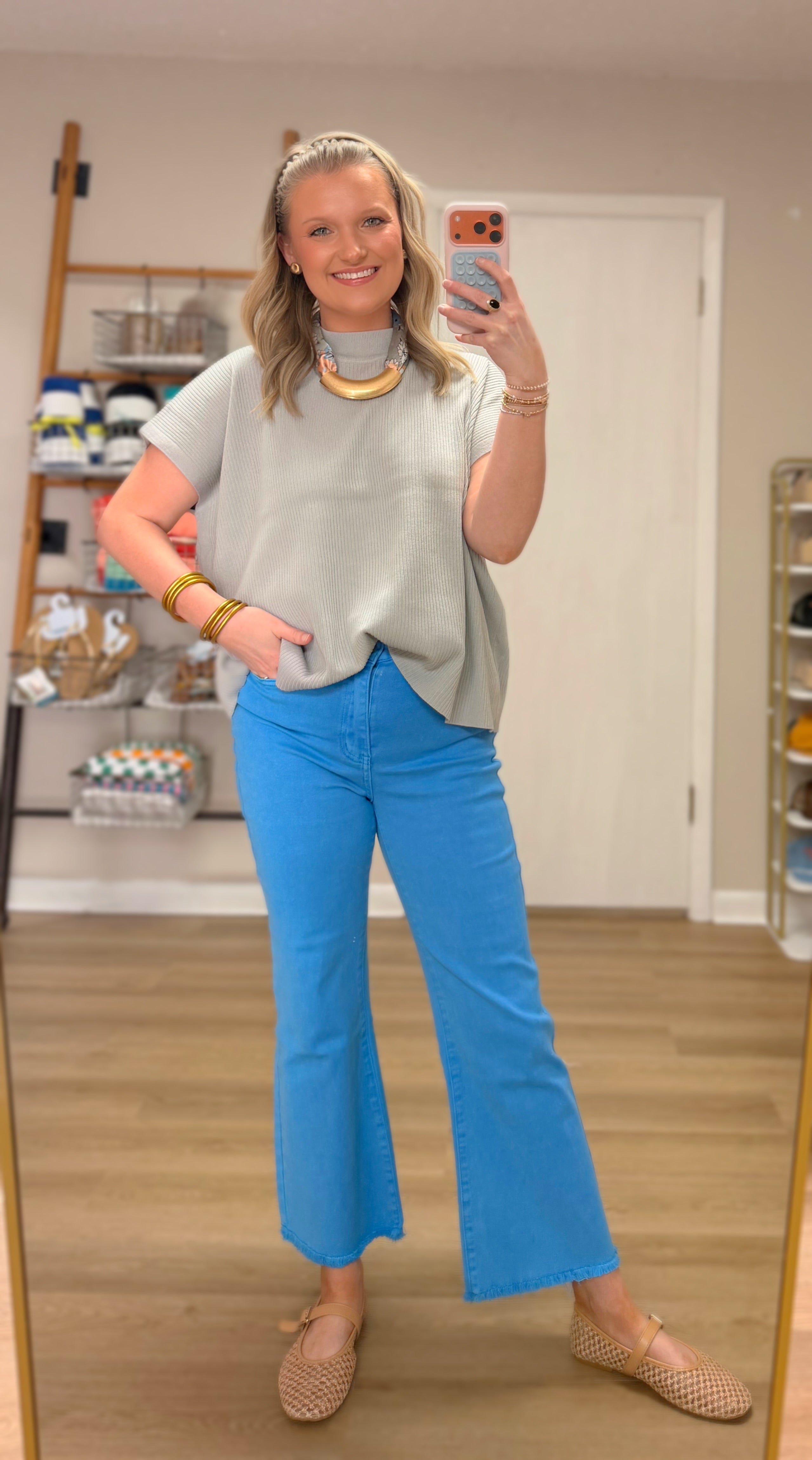 Grey Mock Neck Top