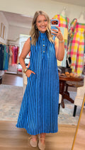 Blue Stripe Collar Dress