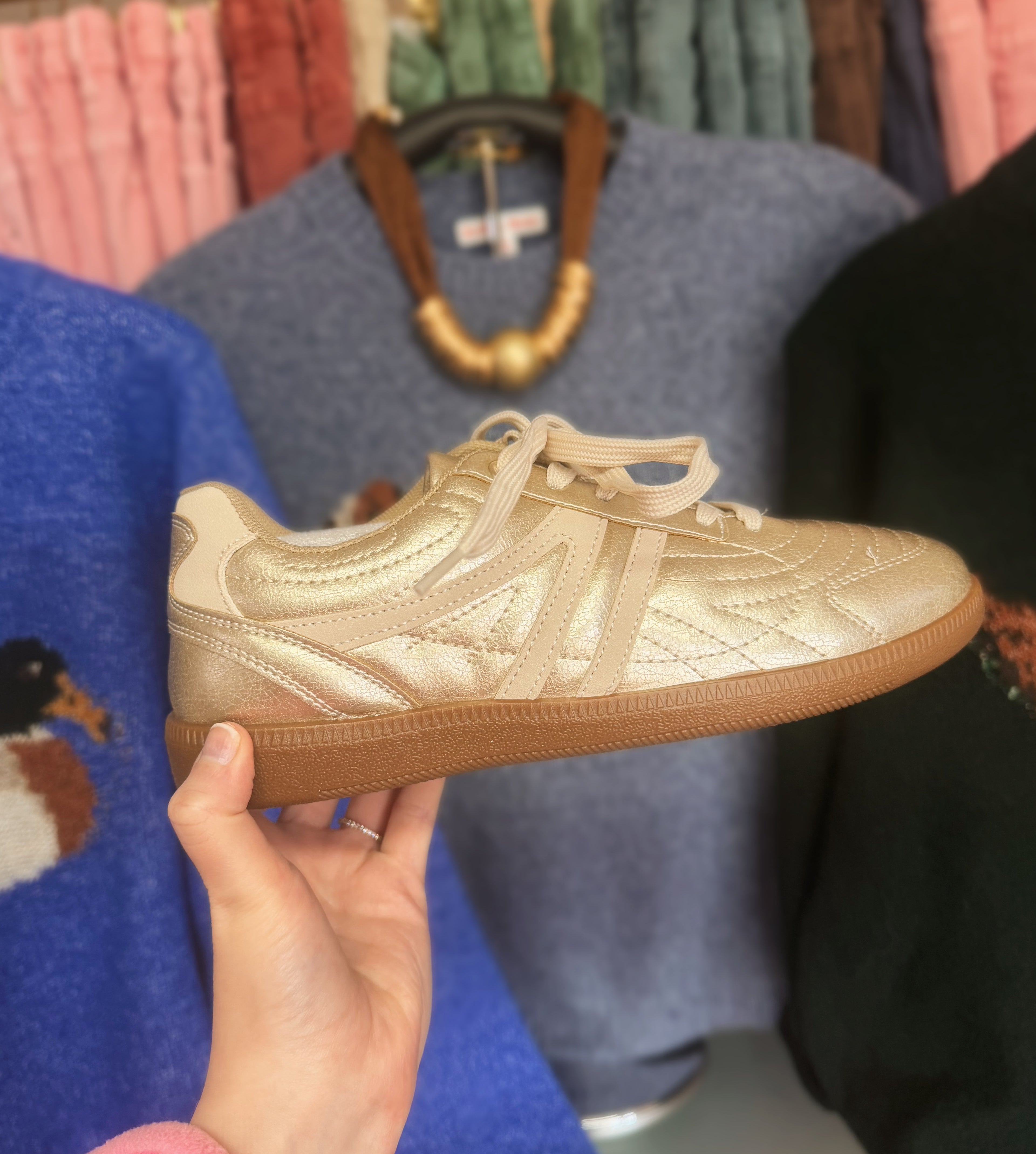 Gold Quilted Sneakers