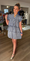 Navy Gingham Dress
