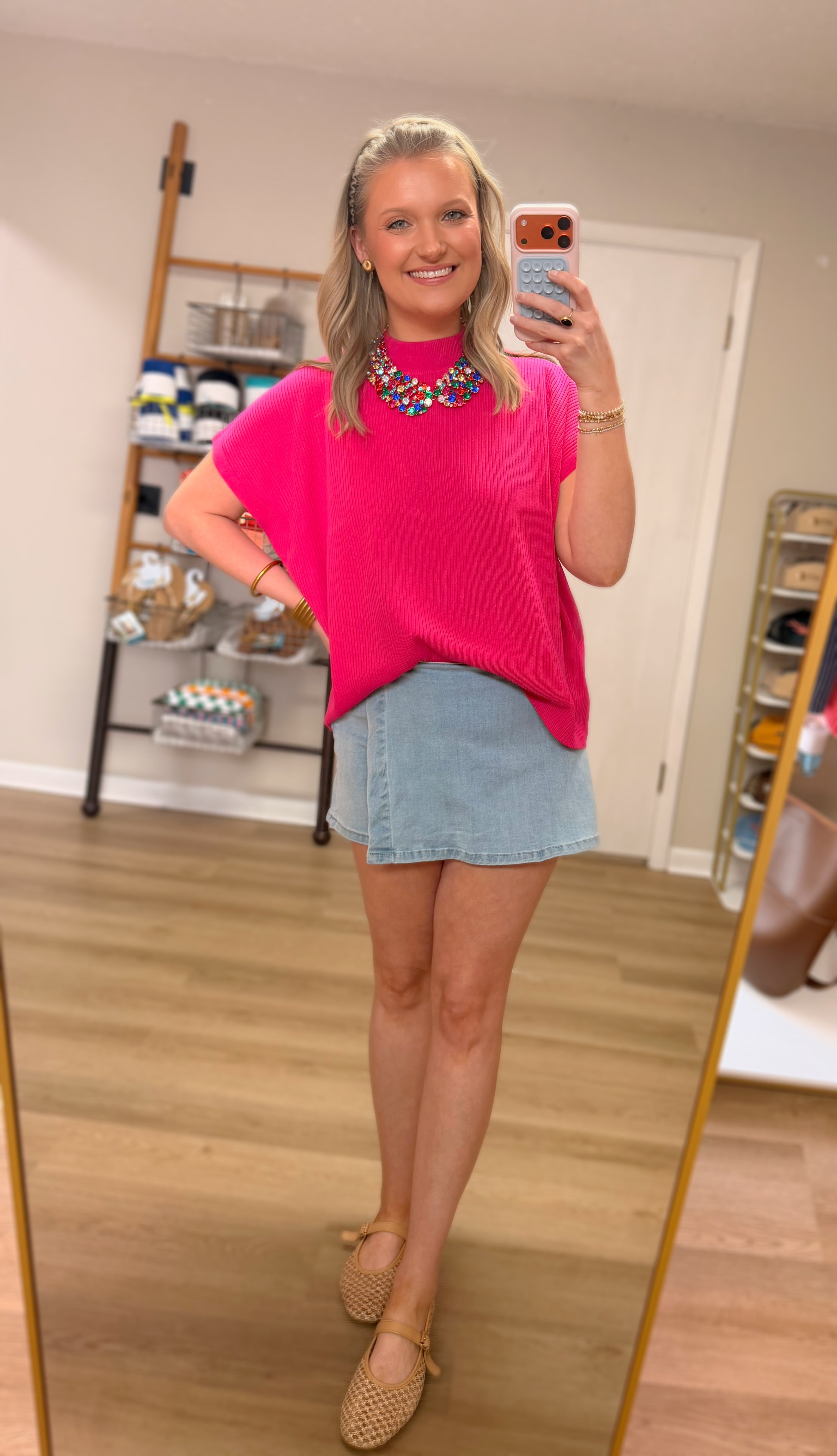 Pink Mock Neck Top