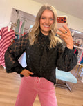 Black Sheer Polka Dot Top