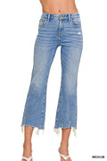 Zenana Raw Hemmed Medium Washed Jeans