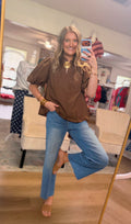 Brown Bubble Sleeve Top