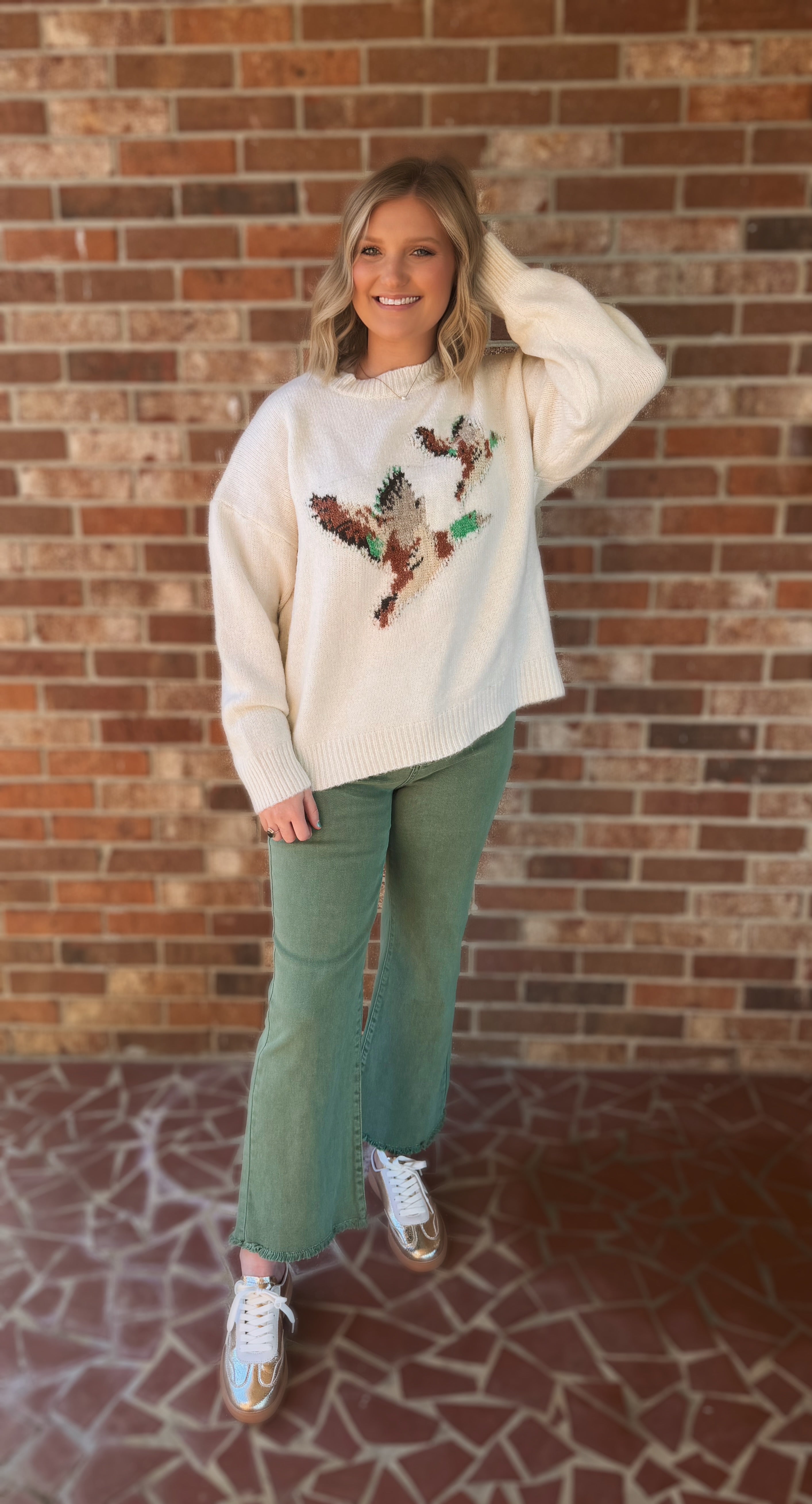 Cream Mallard Duck Sweater