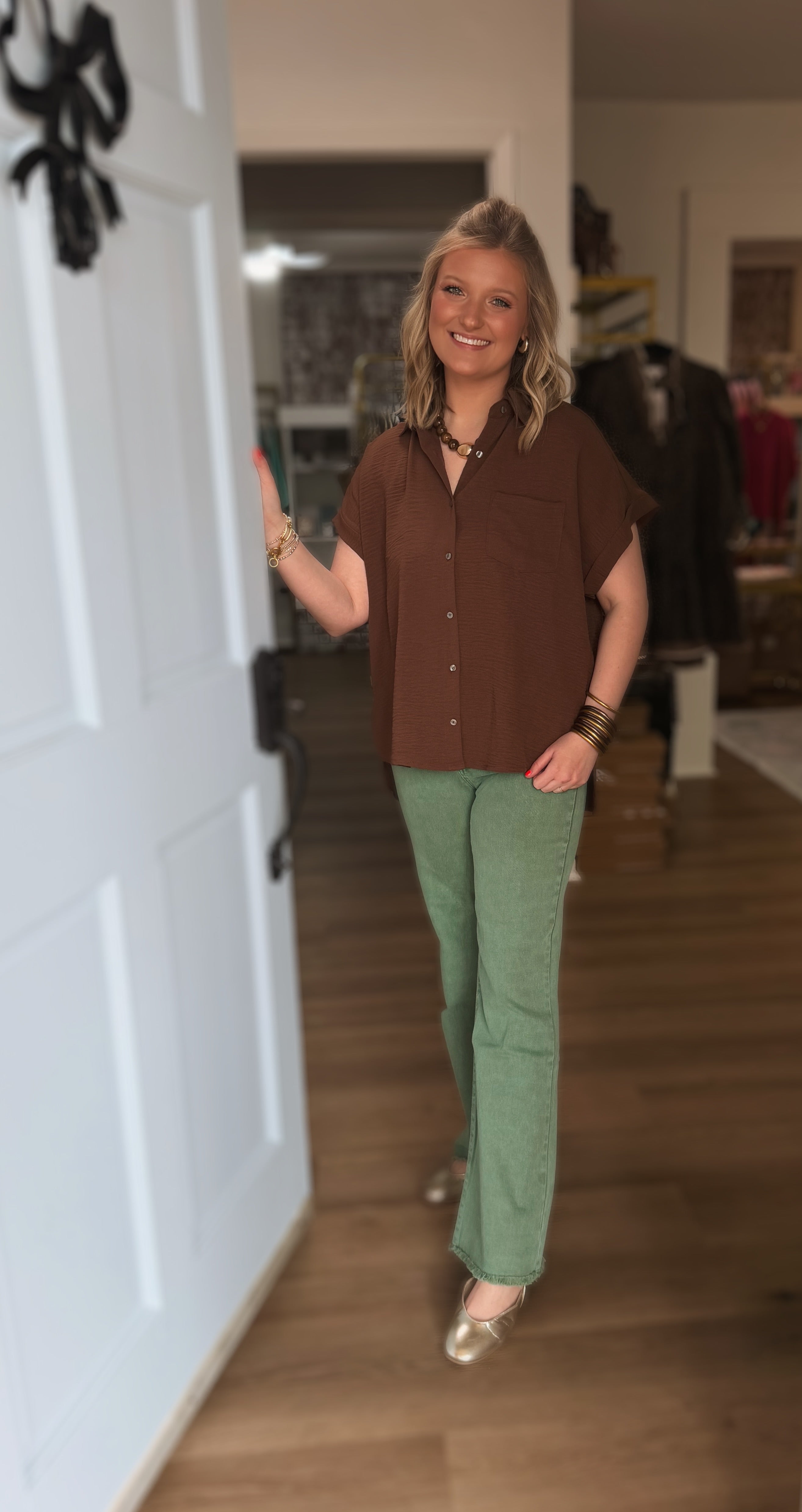 Olive Acid Washed Cutoff Frayed Pants