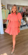 Coral Button Dress