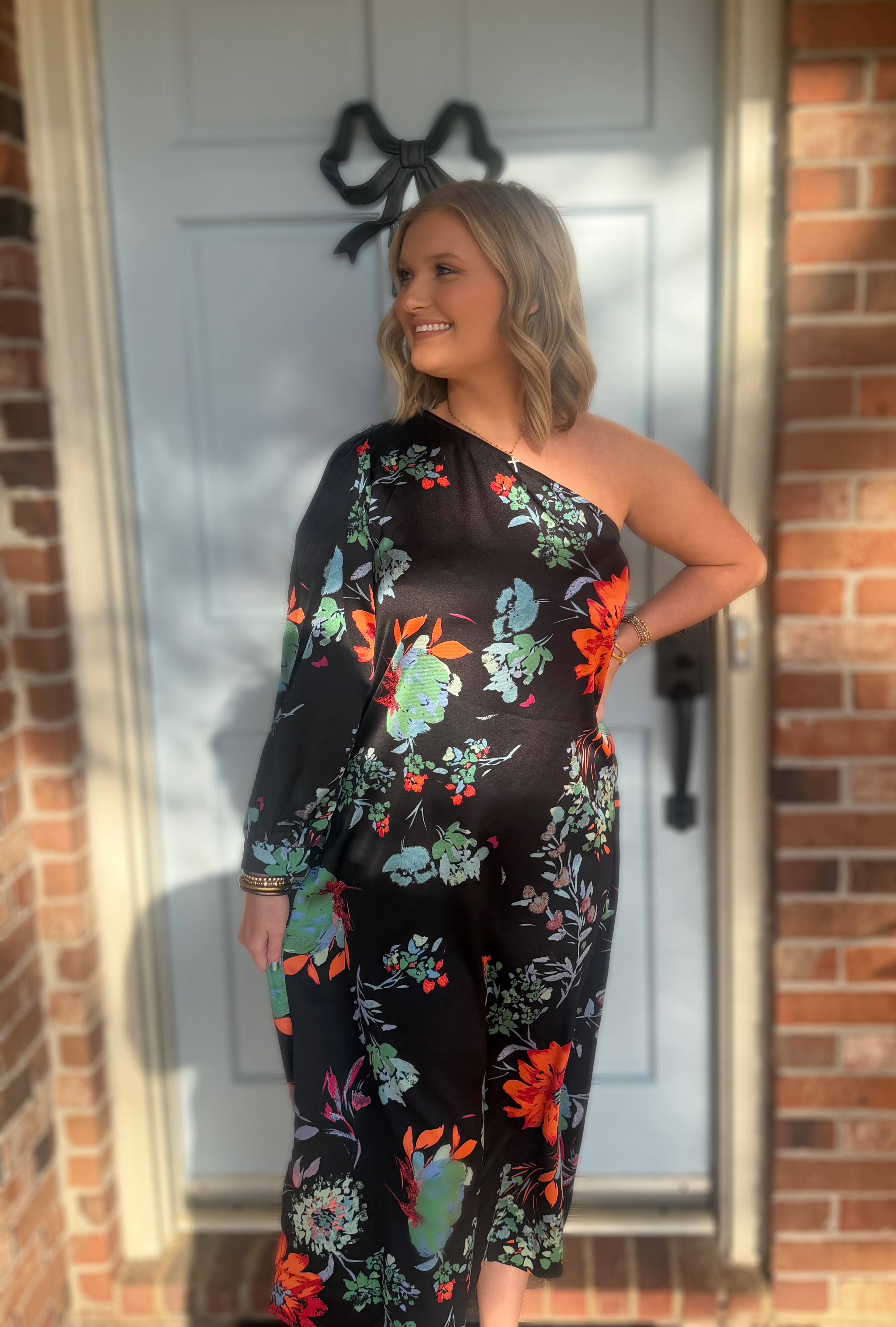 Southern Bloom One Shoulder Dress