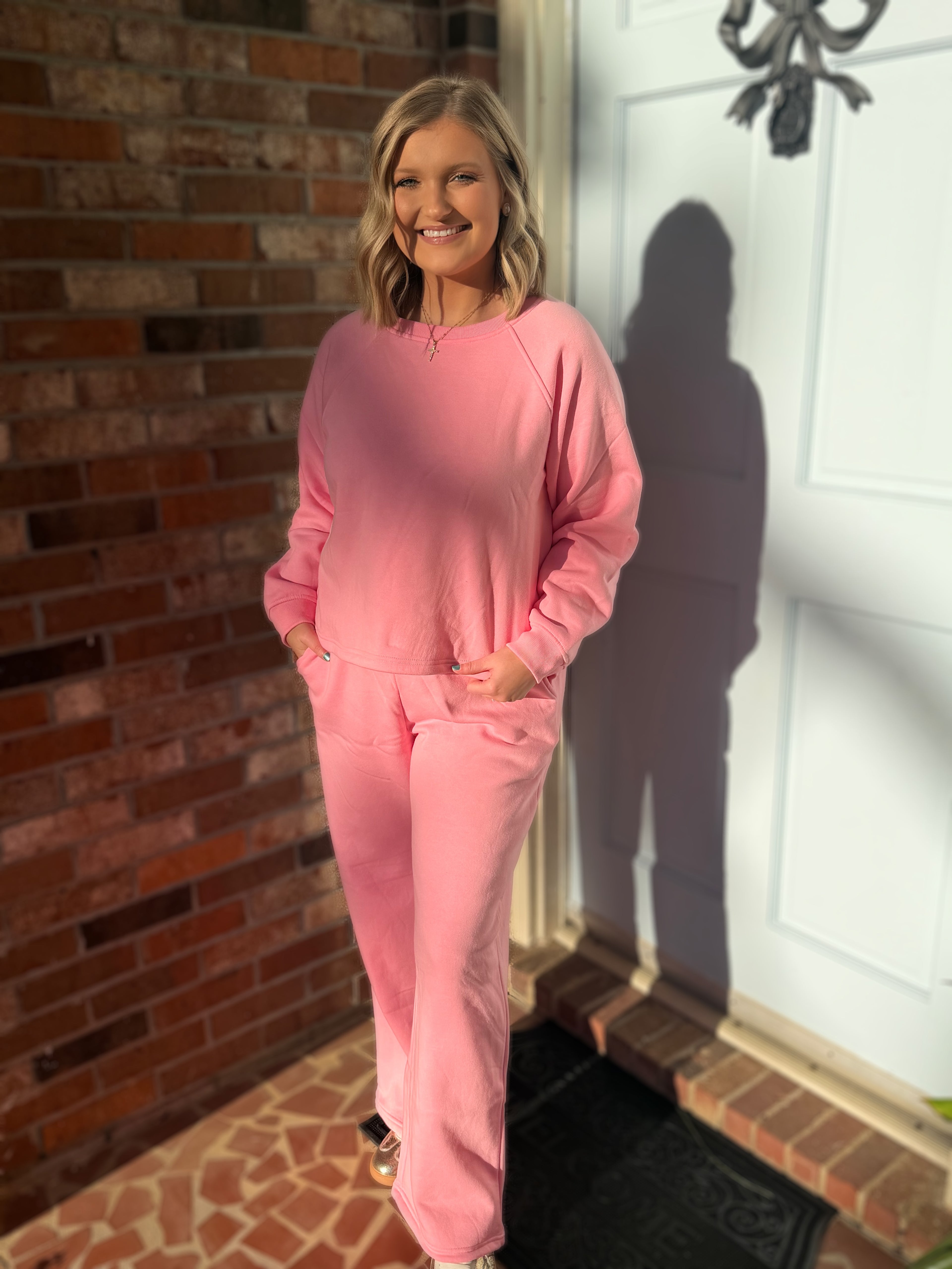 Dark Pink Fleece Pants Set