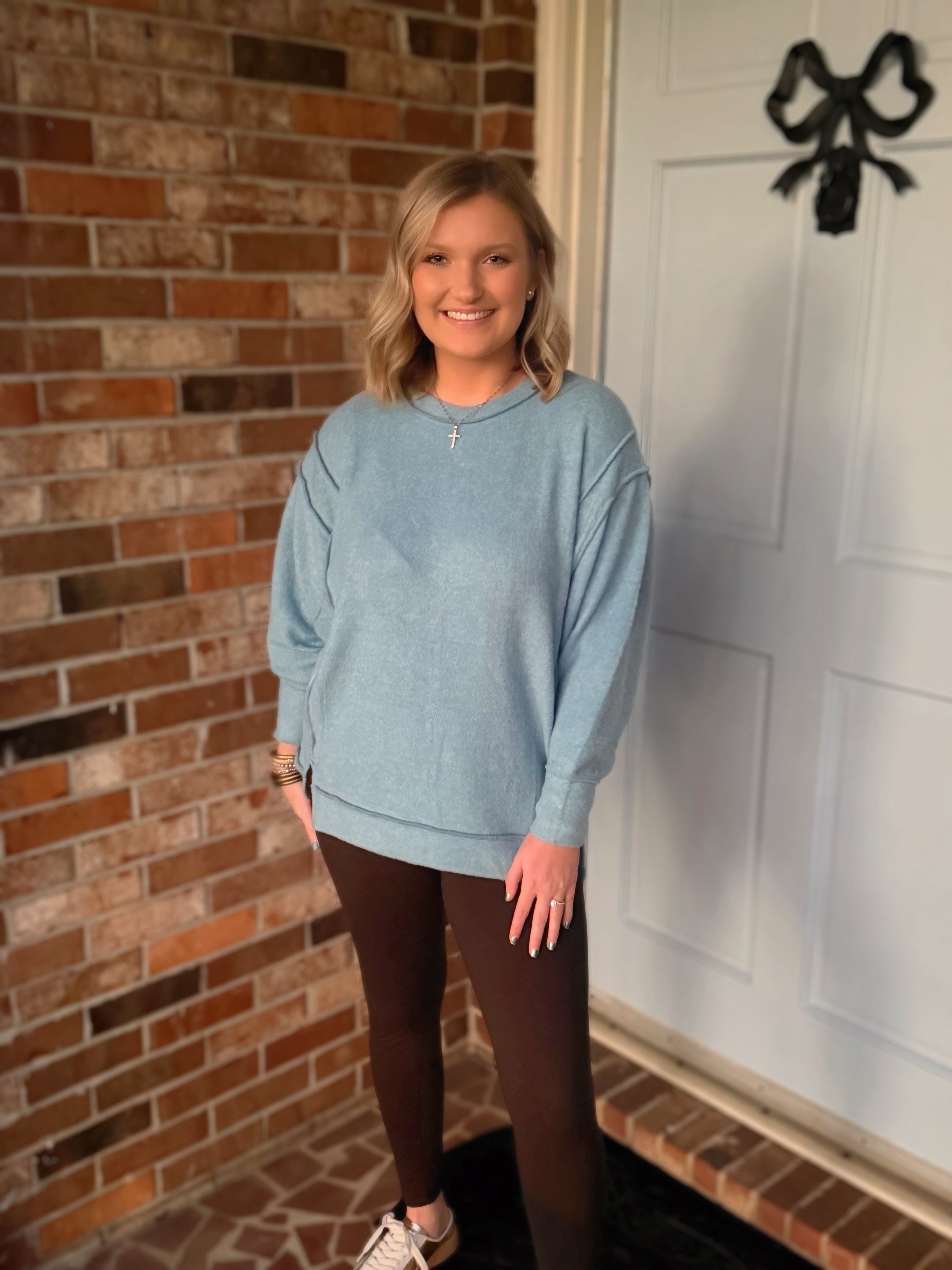 Dusty Teal Hacci Oversized Sweater